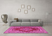 Machine Washable Medallion Pink Traditional Rug in a Living Room, wshtr2626pnk