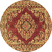 Round Medallion Brown Traditional Rug, tr2626brn