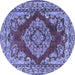 Round Medallion Blue Traditional Rug, tr2626blu