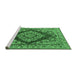 Sideview of Machine Washable Medallion Emerald Green Traditional Area Rugs, wshtr2626emgrn