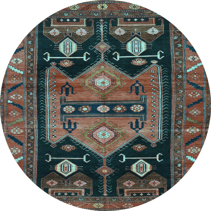 Round Machine Washable Persian Light Blue Traditional Rug, wshtr2627lblu