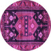 Round Machine Washable Persian Purple Traditional Area Rugs, wshtr2627pur