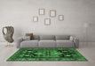 Machine Washable Persian Emerald Green Traditional Area Rugs in a Living Room,, wshtr2627emgrn