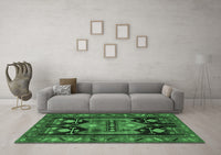 Machine Washable Persian Emerald Green Traditional Rug, wshtr2627emgrn