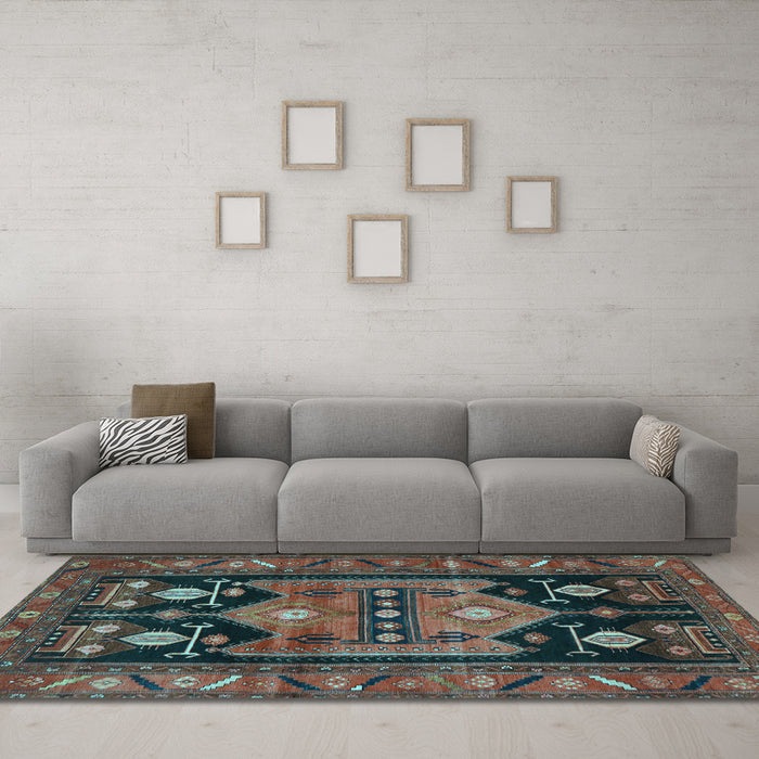 Machine Washable Persian Light Blue Traditional Rug in a Living Room, wshtr2627lblu