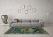 Machine Washable Persian Turquoise Traditional Area Rugs in a Living Room,, wshtr2627turq