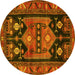 Round Machine Washable Persian Yellow Traditional Rug, wshtr2627yw