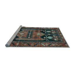 Sideview of Machine Washable Persian Light Blue Traditional Rug, wshtr2627lblu