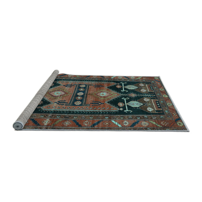 Sideview of Machine Washable Persian Light Blue Traditional Rug, wshtr2627lblu