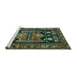 Sideview of Machine Washable Persian Turquoise Traditional Area Rugs, wshtr2627turq