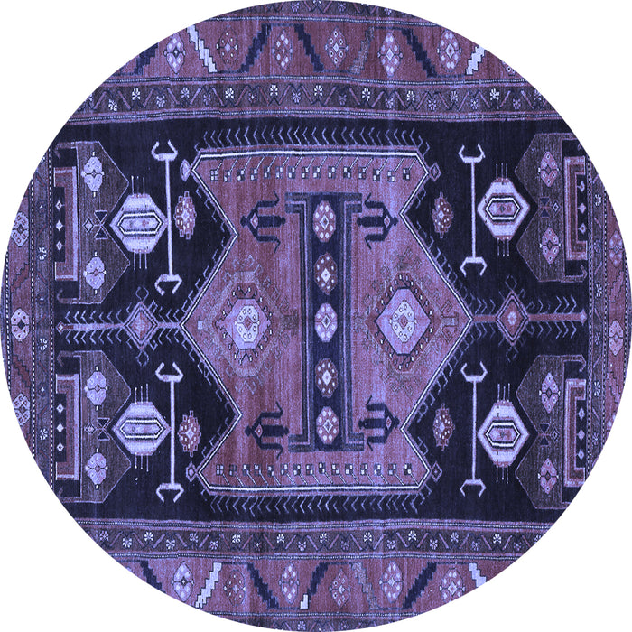 Round Machine Washable Persian Blue Traditional Rug, wshtr2627blu