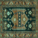 Square Persian Turquoise Traditional Rug, tr2627turq