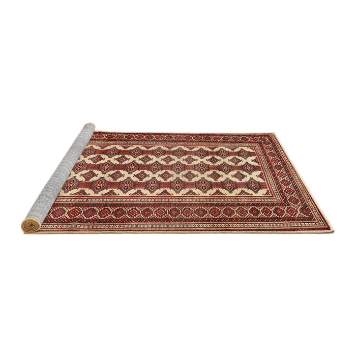 Sideview of Machine Washable Traditional Tangerine Pink Rug, wshtr2628