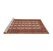 Sideview of Machine Washable Traditional Tangerine Pink Rug, wshtr2628