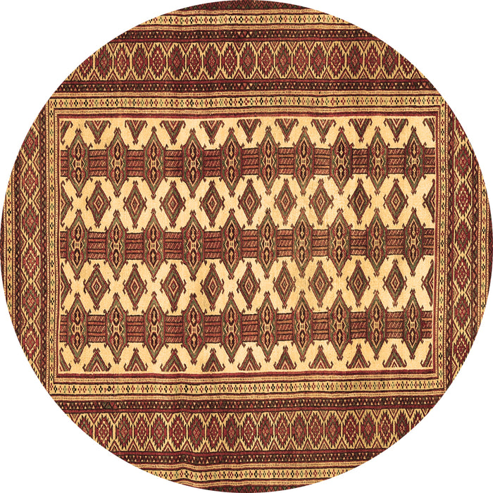 Round Persian Brown Traditional Rug, tr2628brn
