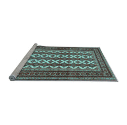 Sideview of Machine Washable Persian Light Blue Traditional Rug, wshtr2628lblu