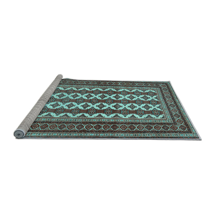 Sideview of Machine Washable Persian Light Blue Traditional Rug, wshtr2628lblu
