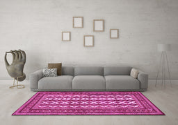 Machine Washable Persian Pink Traditional Rug in a Living Room, wshtr2628pnk