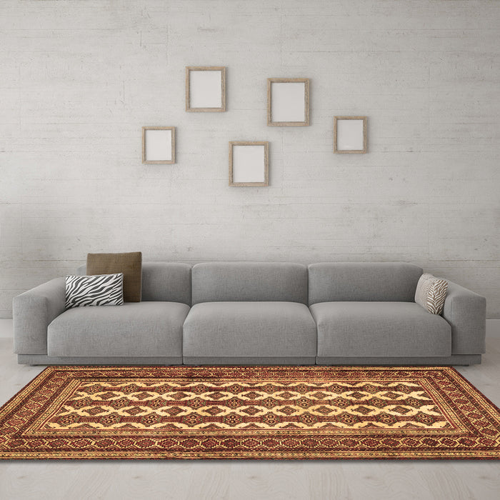 Machine Washable Persian Brown Traditional Rug in a Living Room,, wshtr2628brn