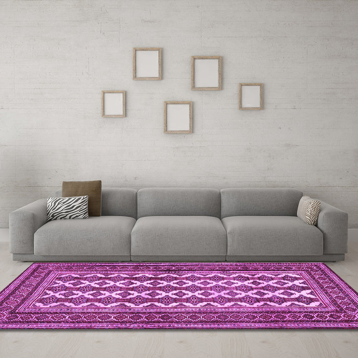 Machine Washable Persian Purple Traditional Area Rugs in a Living Room, wshtr2628pur
