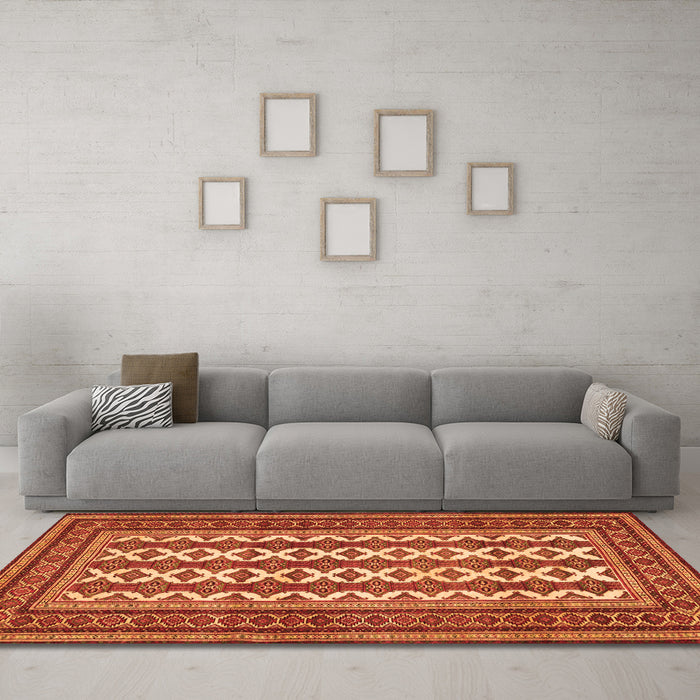 Machine Washable Persian Orange Traditional Area Rugs in a Living Room, wshtr2628org