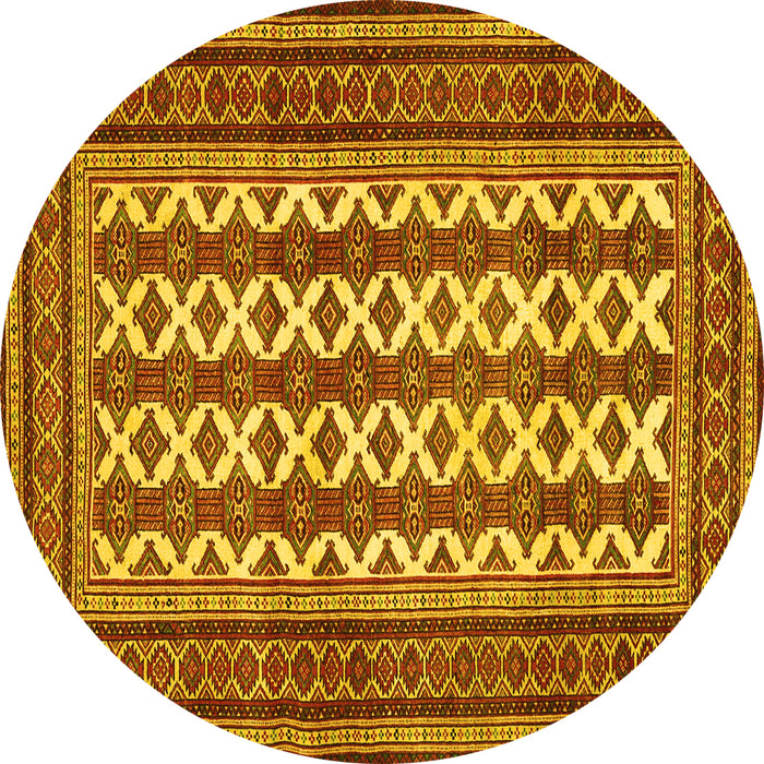 Round Machine Washable Persian Yellow Traditional Rug, wshtr2628yw