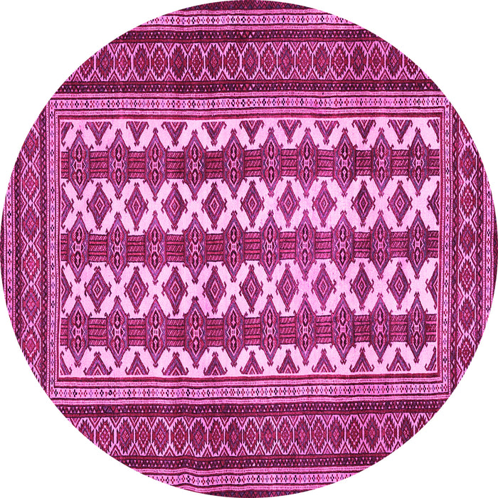 Round Machine Washable Persian Pink Traditional Rug, wshtr2628pnk