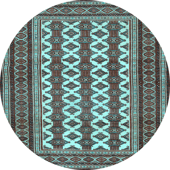 Round Persian Light Blue Traditional Rug, tr2628lblu