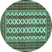 Round Persian Turquoise Traditional Rug, tr2628turq