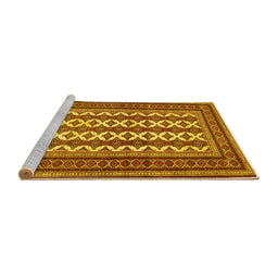 Sideview of Machine Washable Persian Yellow Traditional Rug, wshtr2628yw