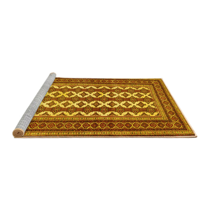 Sideview of Machine Washable Persian Yellow Traditional Rug, wshtr2628yw