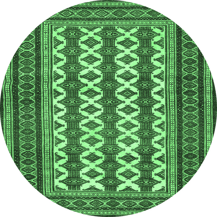 Round Machine Washable Persian Emerald Green Traditional Area Rugs, wshtr2628emgrn