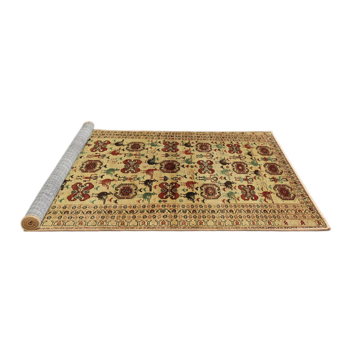 Sideview of Machine Washable Traditional Mahogany Brown Rug, wshtr2629