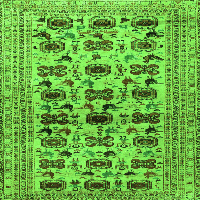 Round Machine Washable Persian Green Traditional Area Rugs, wshtr2629grn