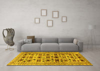 Machine Washable Persian Yellow Traditional Rug, wshtr2629yw