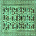 Square Machine Washable Persian Turquoise Traditional Area Rugs, wshtr2629turq