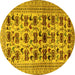 Round Machine Washable Persian Yellow Traditional Rug, wshtr2629yw