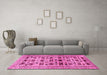 Machine Washable Persian Pink Traditional Rug in a Living Room, wshtr2629pnk