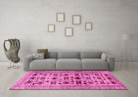 Machine Washable Persian Pink Traditional Rug, wshtr2629pnk