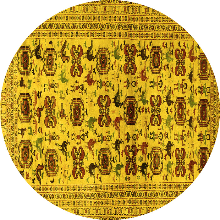 Round Persian Yellow Traditional Rug, tr2629yw