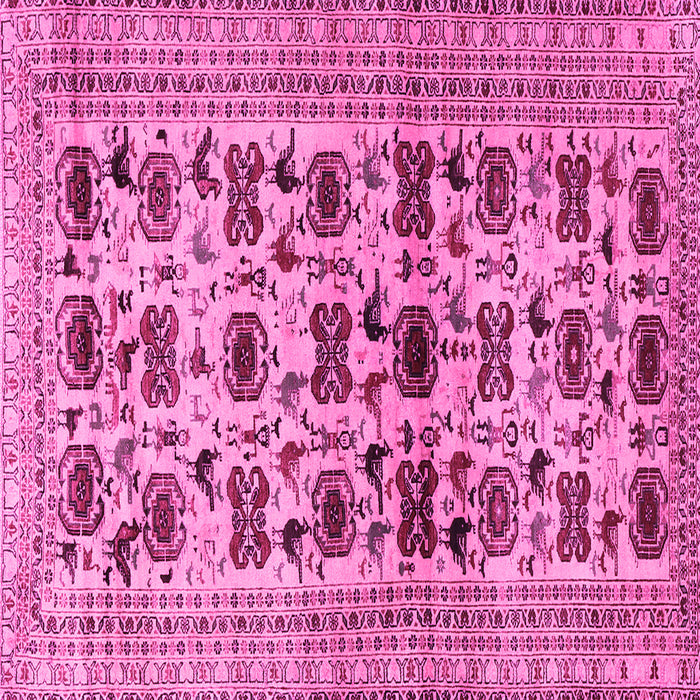 Square Machine Washable Persian Pink Traditional Rug, wshtr2629pnk