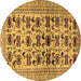 Round Machine Washable Persian Brown Traditional Rug, wshtr2629brn