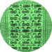 Round Persian Emerald Green Traditional Rug, tr2629emgrn