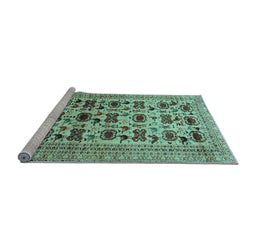 Sideview of Machine Washable Persian Light Blue Traditional Rug, wshtr2629lblu