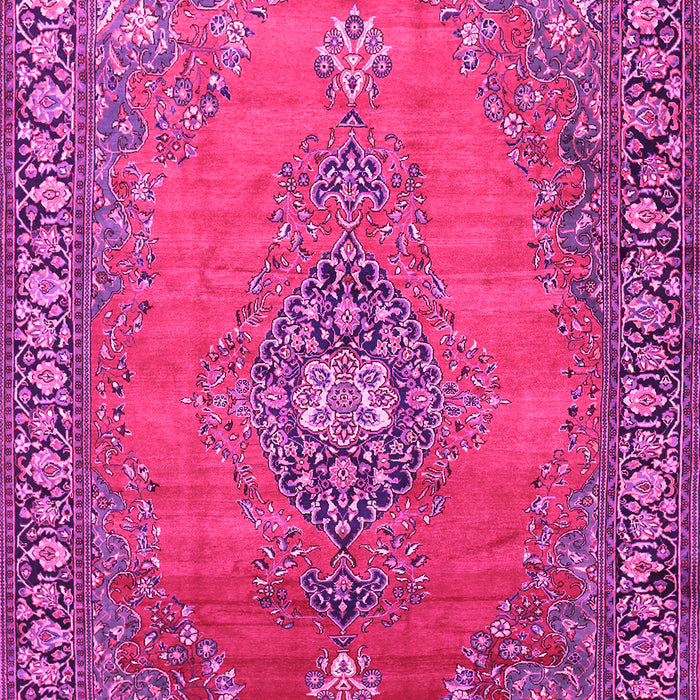Machine Washable Medallion Pink Traditional Rug, wshtr262pnk