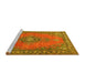 Sideview of Machine Washable Medallion Yellow Traditional Rug, wshtr262yw