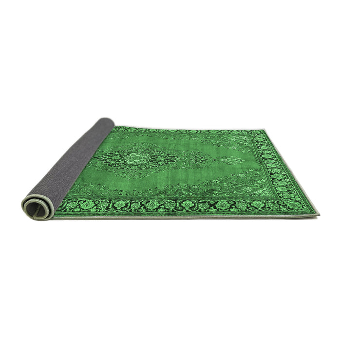 Sideview of Medallion Emerald Green Traditional Rug, tr262emgrn