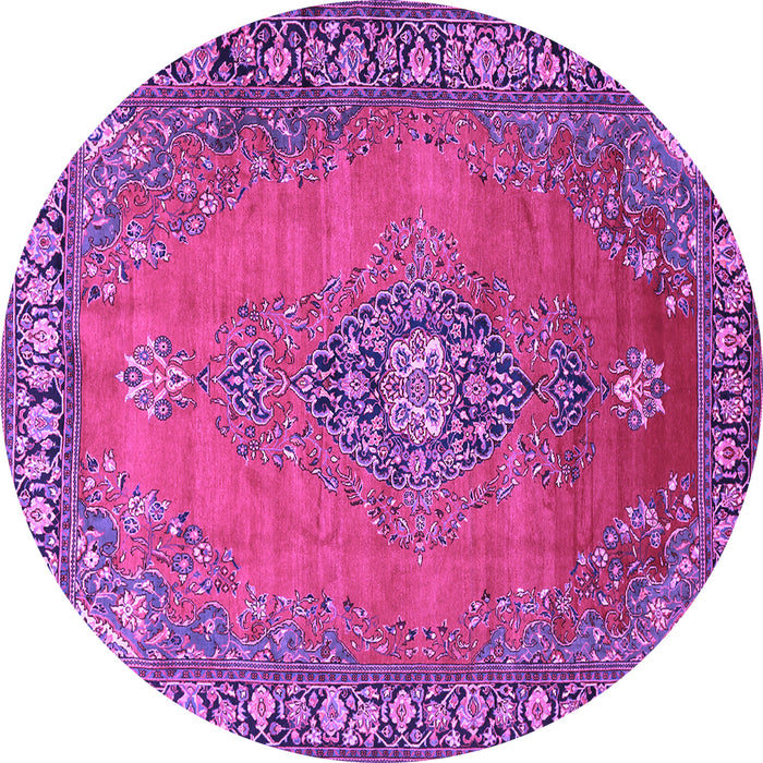 Round Medallion Purple Traditional Rug, tr262pur