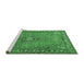 Sideview of Machine Washable Medallion Emerald Green Traditional Area Rugs, wshtr262emgrn