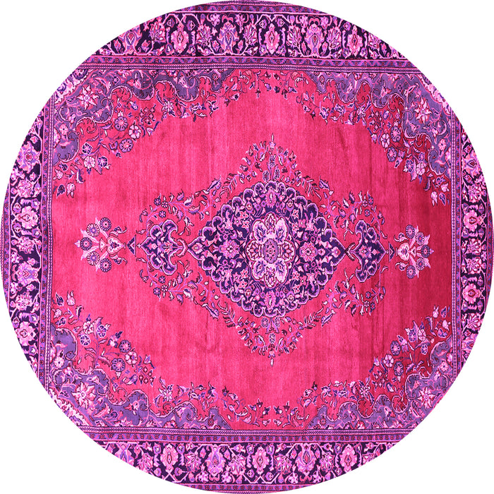 Round Medallion Pink Traditional Rug, tr262pnk